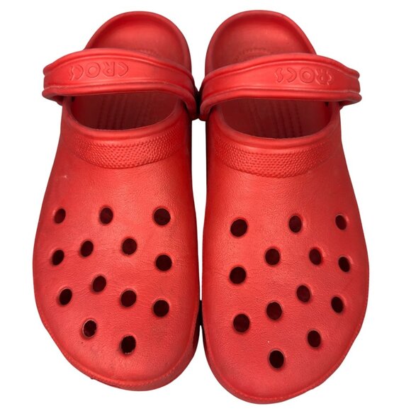 Crocs Classic Clog Unisex 12 Red Mules Lightweight Ventilation Back Strap - Picture 2 of 9